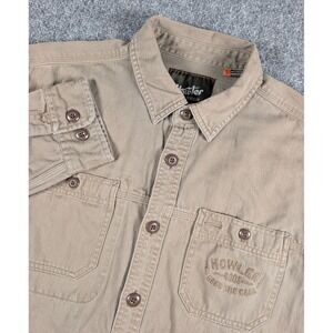 Howler Bros Shacket Mens Large Green Lined Work Depot Logo Herringbone‎